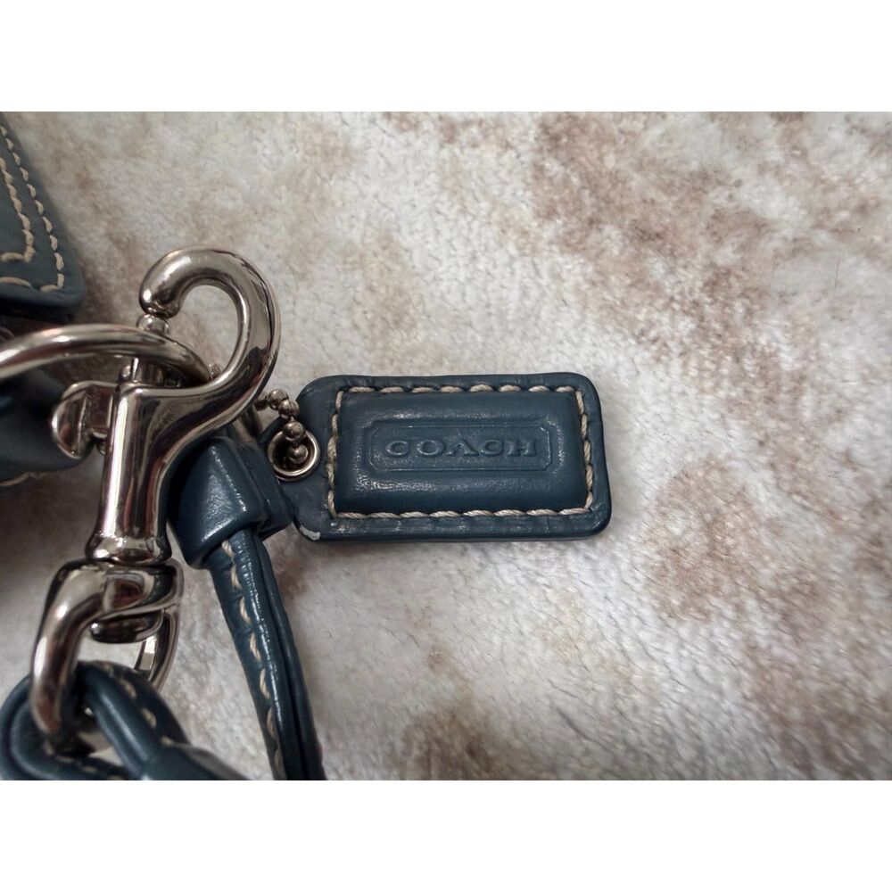 Coach Teal Blue Signature Jacquard Turnlock Wristlet Wallet Clutch - Picture 7 of 11